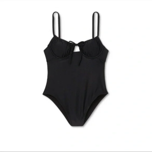Juniors' sexy Shirred Underwire One Piece
Swimsuit Xhilaration Black nwt - Picture 3 of 5
